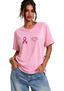 Women's Pink Ribbon Heart ECG Pattern Breast Cancer Awareness Short Sleeve T-Shirt