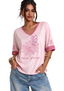 Women's Never Give Up Pink Floral Butterfly Breast Cancer Awareness Short Sleeve T-Shirt