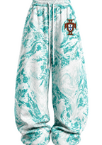 Portugal No.7 Marble Print Tops & Elasticated Trousers Two-Piece Set