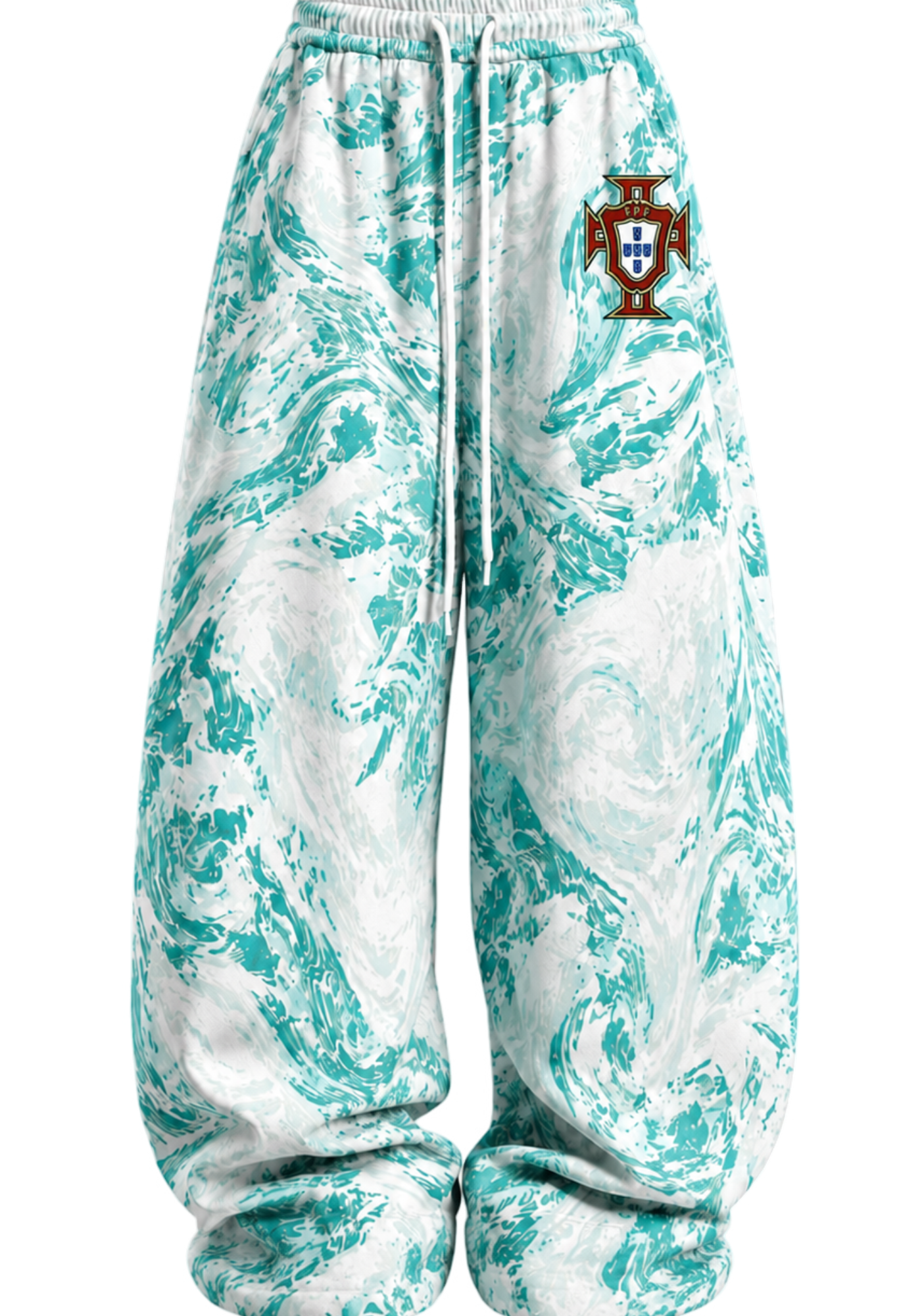 Portugal No.7 Marble Print Tops & Elasticated Trousers Two-Piece Set