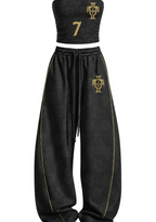 Luxury Gold Crest Portugal National Team #7 Tops & Elasticated Trousers Two-Piece Set