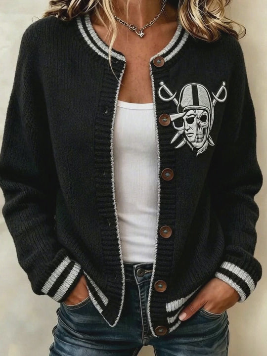 Women'S Casual Football Plant Knitted Cardigan