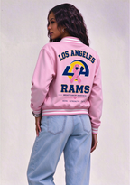 Los Angeles Rams Breast Cancer Awareness Pink Ribbon Varsity Jacket