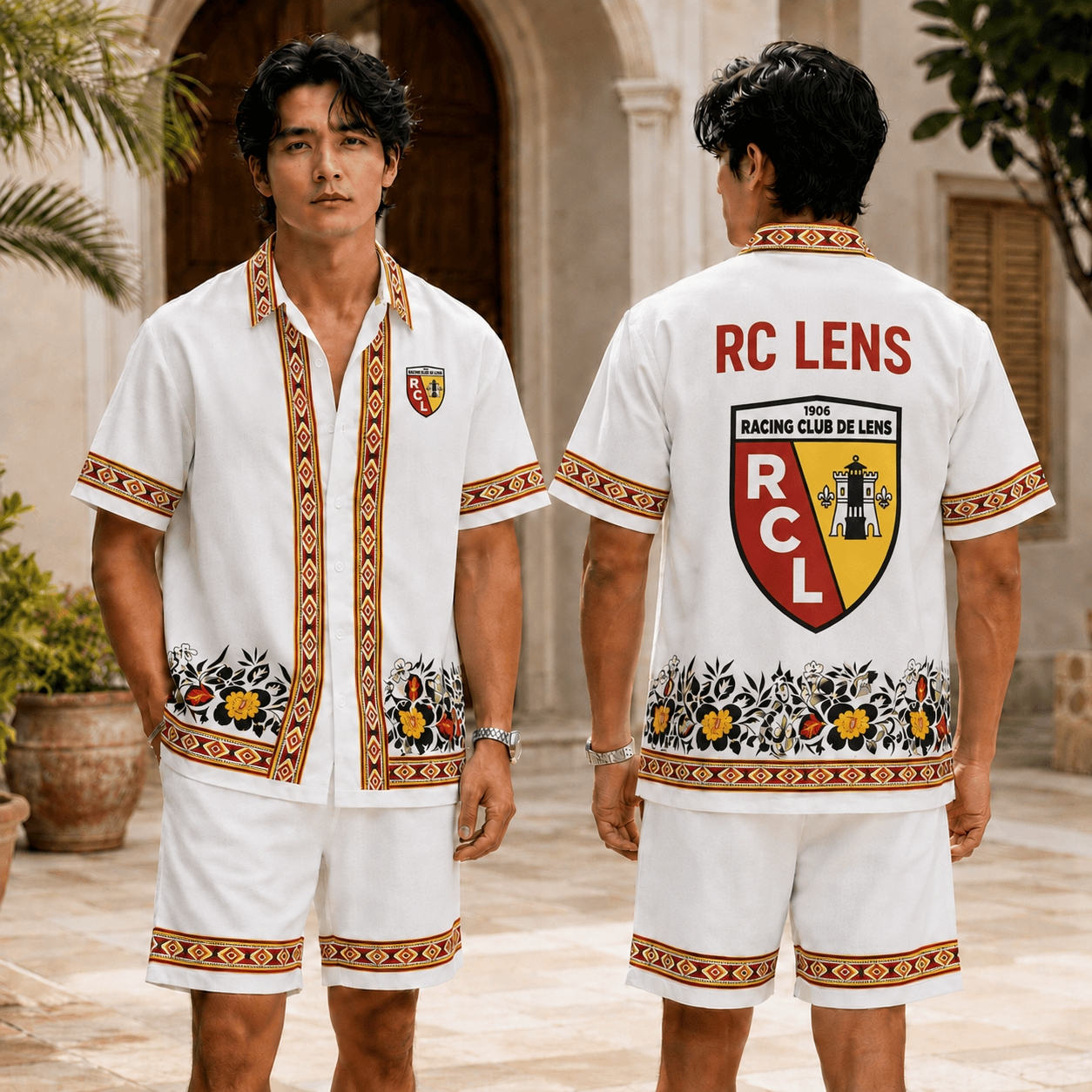 RC Lens Racing Club De Lens Crest Hawaiian & Short Pants For Fan