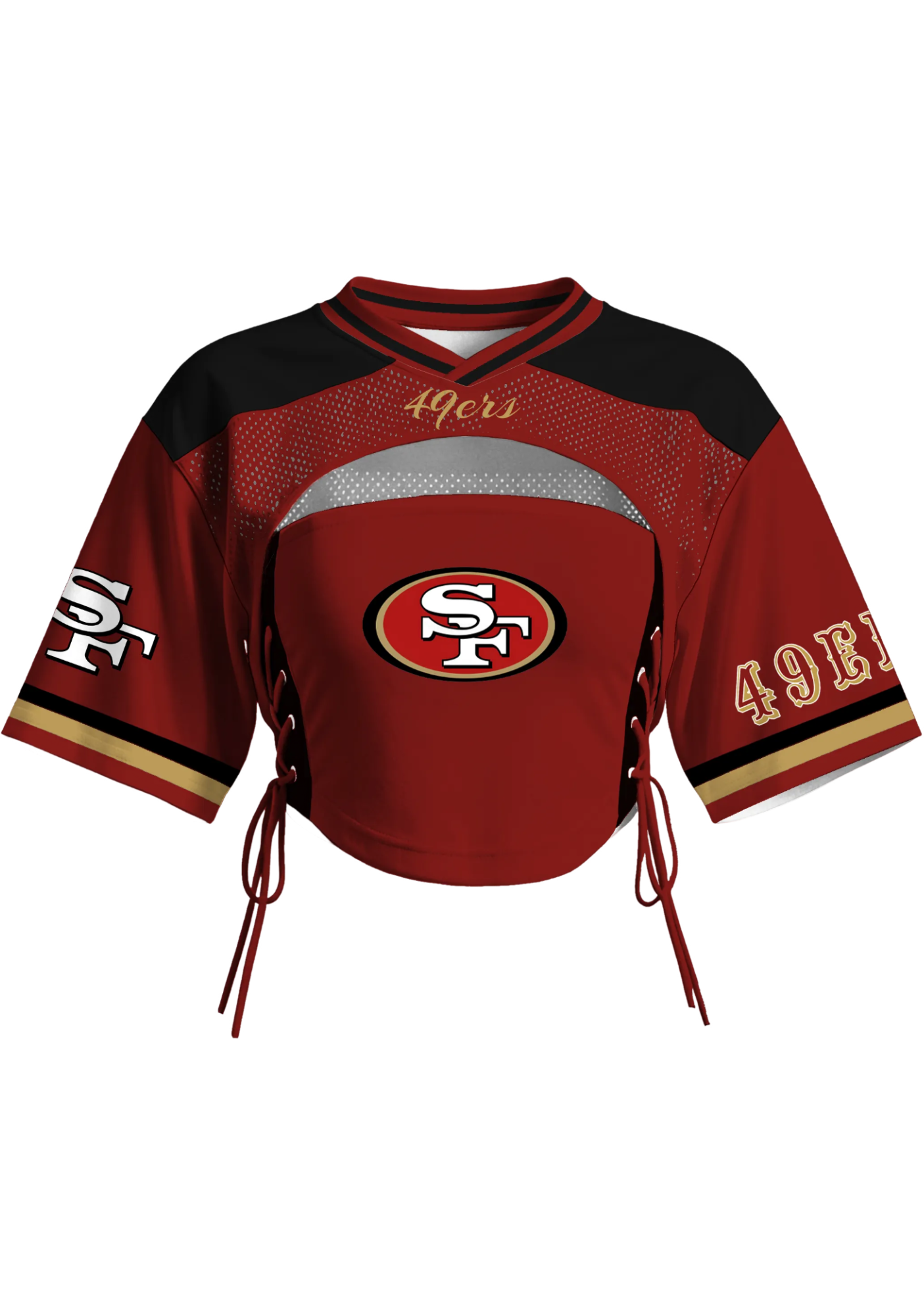 San Francisco 49ers Women Lace Up Cutout Crop NFL Jersey Main image