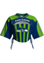 Seattle Seahawks Women Lace Up Cutout Striped Cropped NFL Mesh Jersey