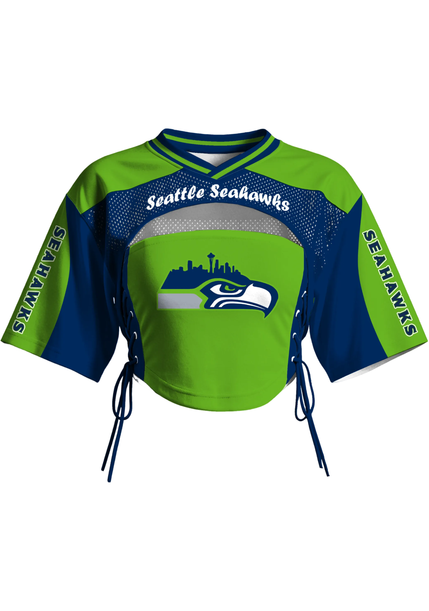 Seattle Seahawks Women Lace Up Cutout Crop NFL Jersey Main image