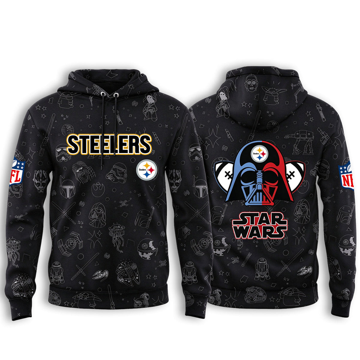Pittsburgh Steelers Black Star Wars Graphic Hoodie