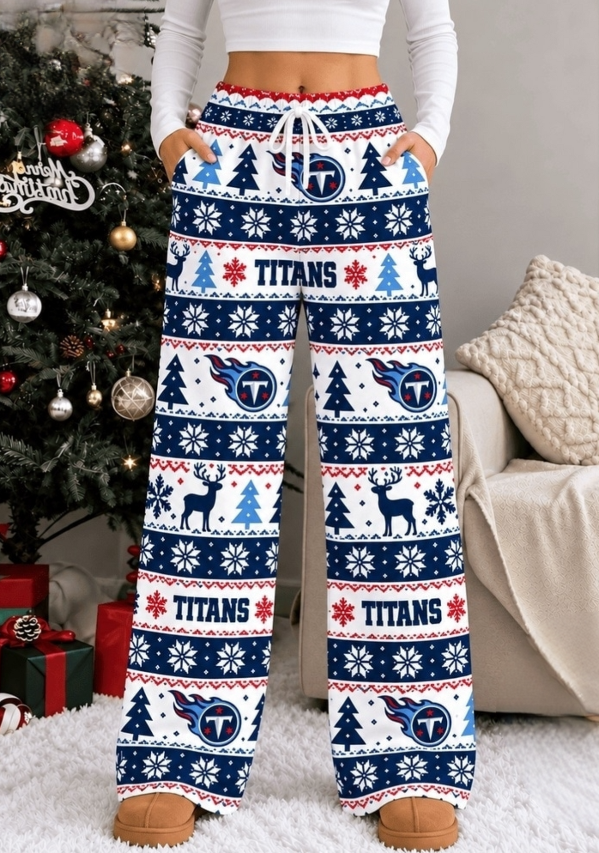 Womens Tennessee Titans Christmas Wide Leg Pants Main image