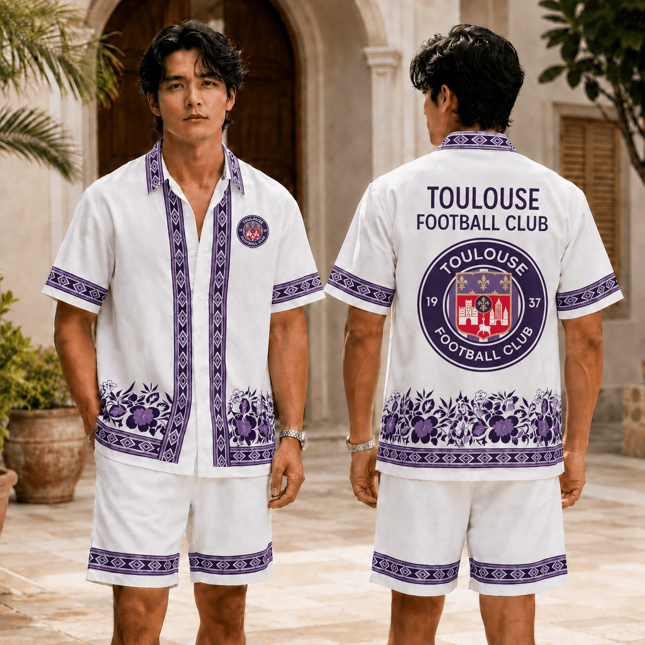 Toulouse FC Tropical Floral Hawaiian & Short Pants For Fan Main image