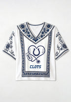Indianapolis Colts Nurse Stethoscope Heart Boho Floral V-Neck Blouse