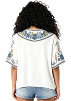 LA Chargers Bolt The F Up Boho Floral V-Neck Blouse