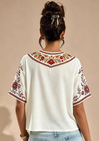 Girl Loves Football Boho Floral Border Game‑Day V-Neck Blouse