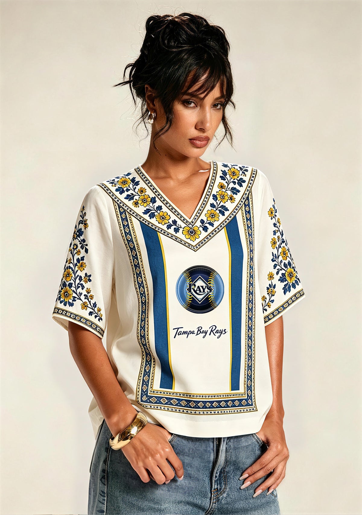 Tampa Bay Rays Boho Game Day V-Neck Blouse Main image