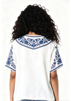 Los Angeles Dodgers Mexican Floral Border V-Neck Blouse