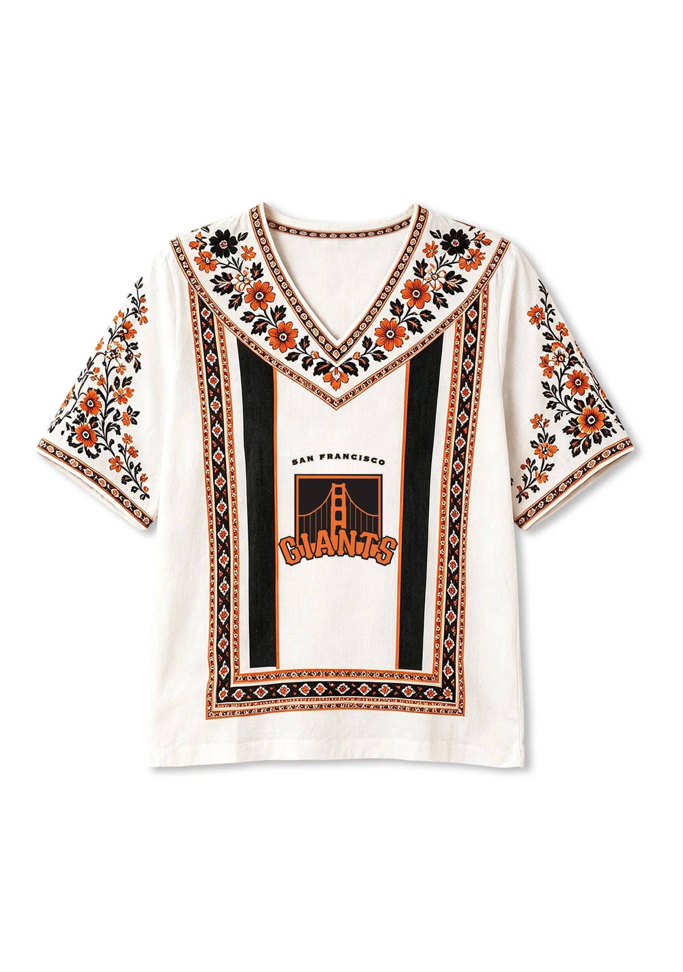 San Francisco Giants Bridge Boho Floral V-Neck Blouse Secondary image