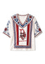 Boston Red Sox Boho Floral V-Neck Blouse
