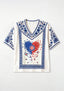 Chicago Cubs Heart Confetti Boho Floral V-Neck Blouse