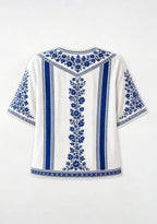 Toronto Blue Jays Maple Leaf Boho Floral V-Neck Blouse