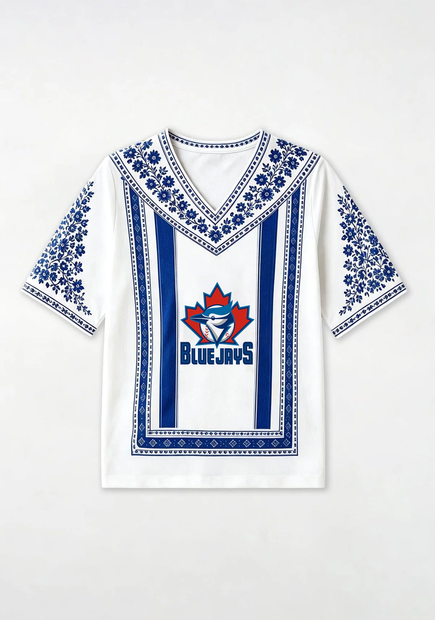 Toronto Blue Jays Maple Leaf Boho Floral V-Neck Blouse Secondary image