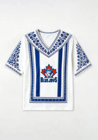 Toronto Blue Jays Maple Leaf Boho Floral V-Neck Blouse