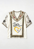 Boho Pittsburgh Steelers Floral V-Neck Blouse