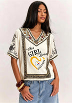 Boho Pittsburgh Steelers Floral V-Neck Blouse