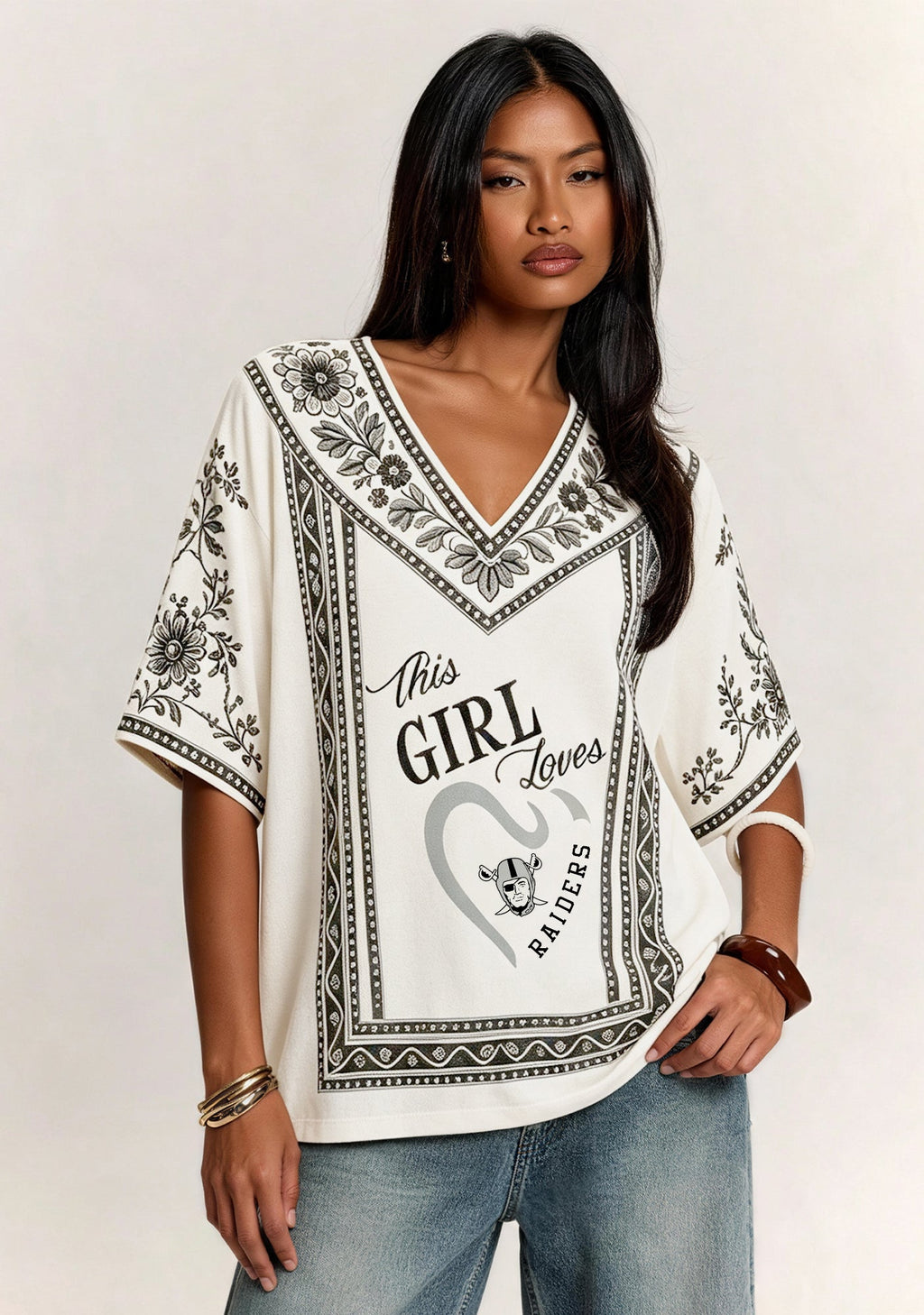 Boho Raiders "This Girl Loves" V-Neck Blouse