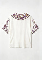 Boho Vikings "This Girl Loves" Purple Floral Border V-Neck Blouse