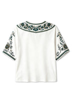 Boho Ethnic Floral New‑York Jets V-Neck Blouse