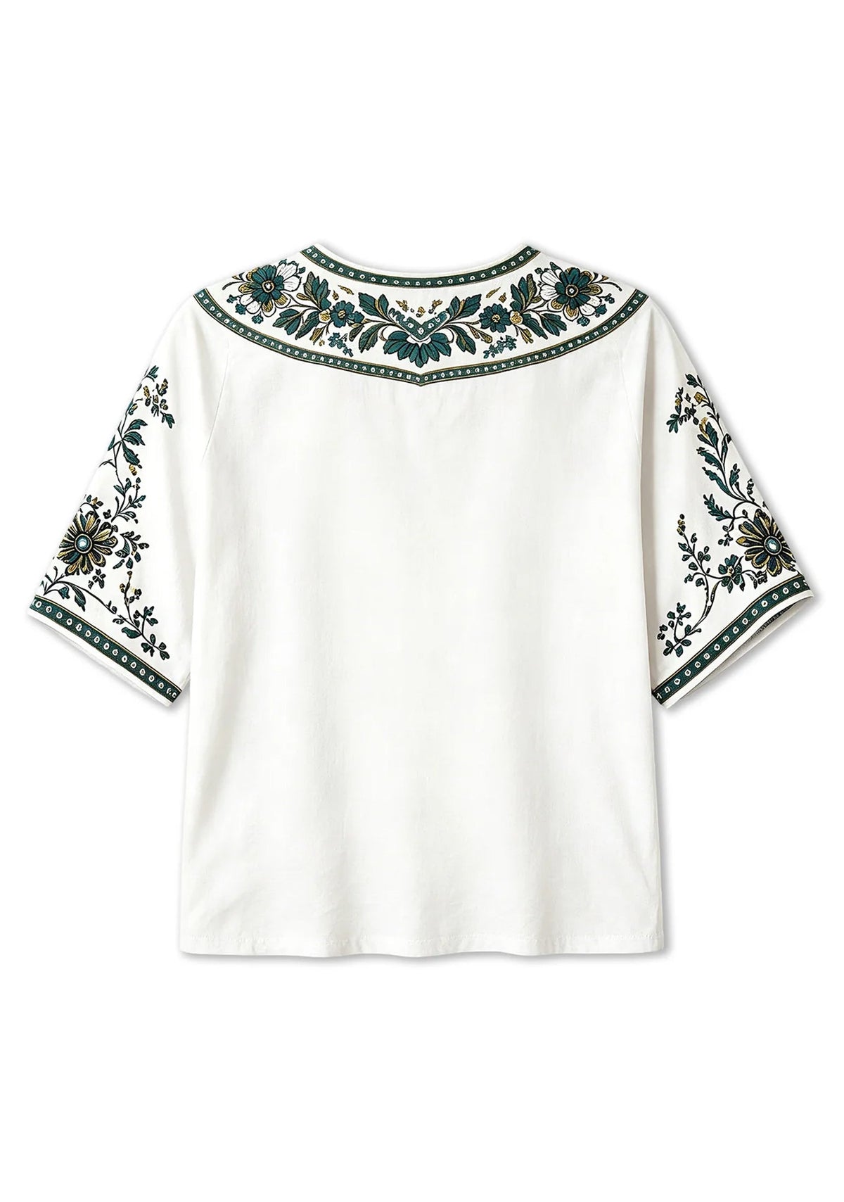 Boho Ethnic Floral New‑York Jets V-Neck Blouse