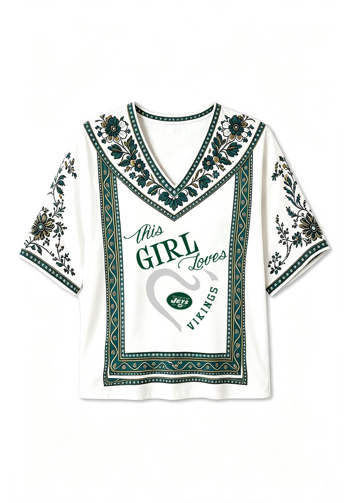 This Girl Loves Vikings Heart V-Neck Blouse Secondary image