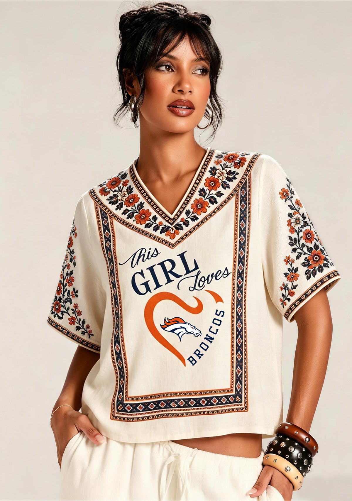 This Girl Loves Denver Broncos V-Neck Blouse Main image