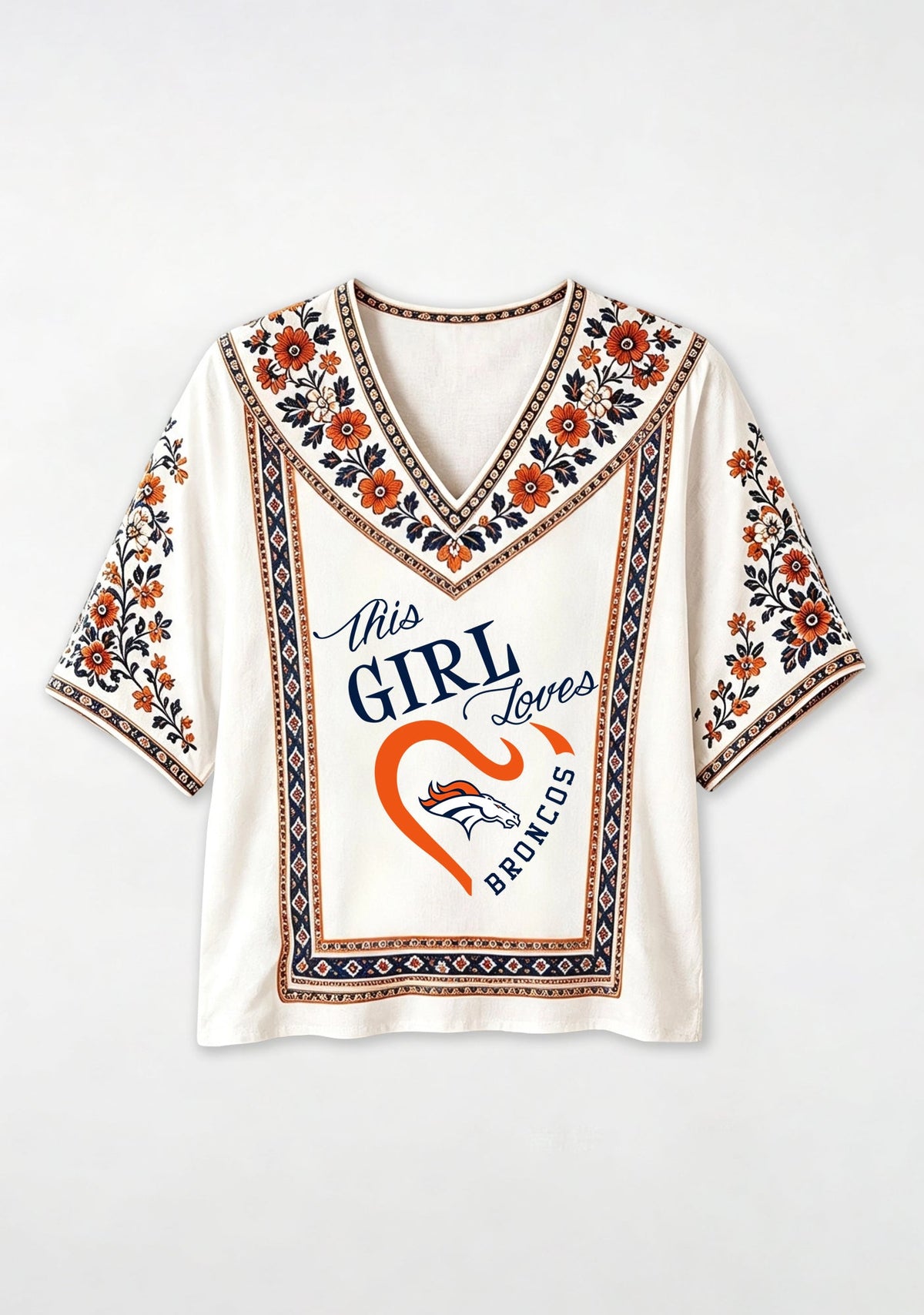 This Girl Loves Denver Broncos V-Neck Blouse