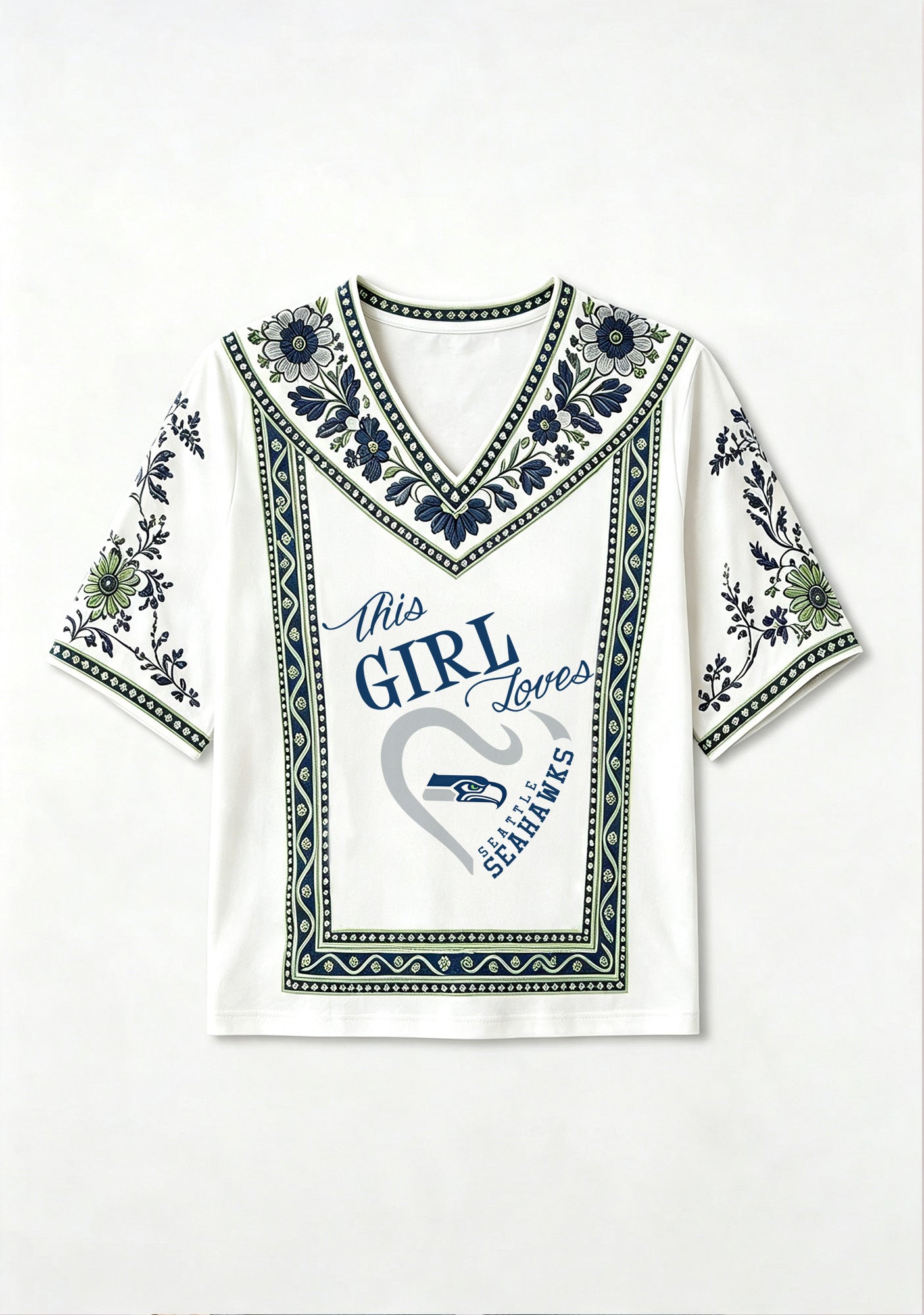 This Girl Loves Seattle Seahawks V-Neck Blouse Secondary image