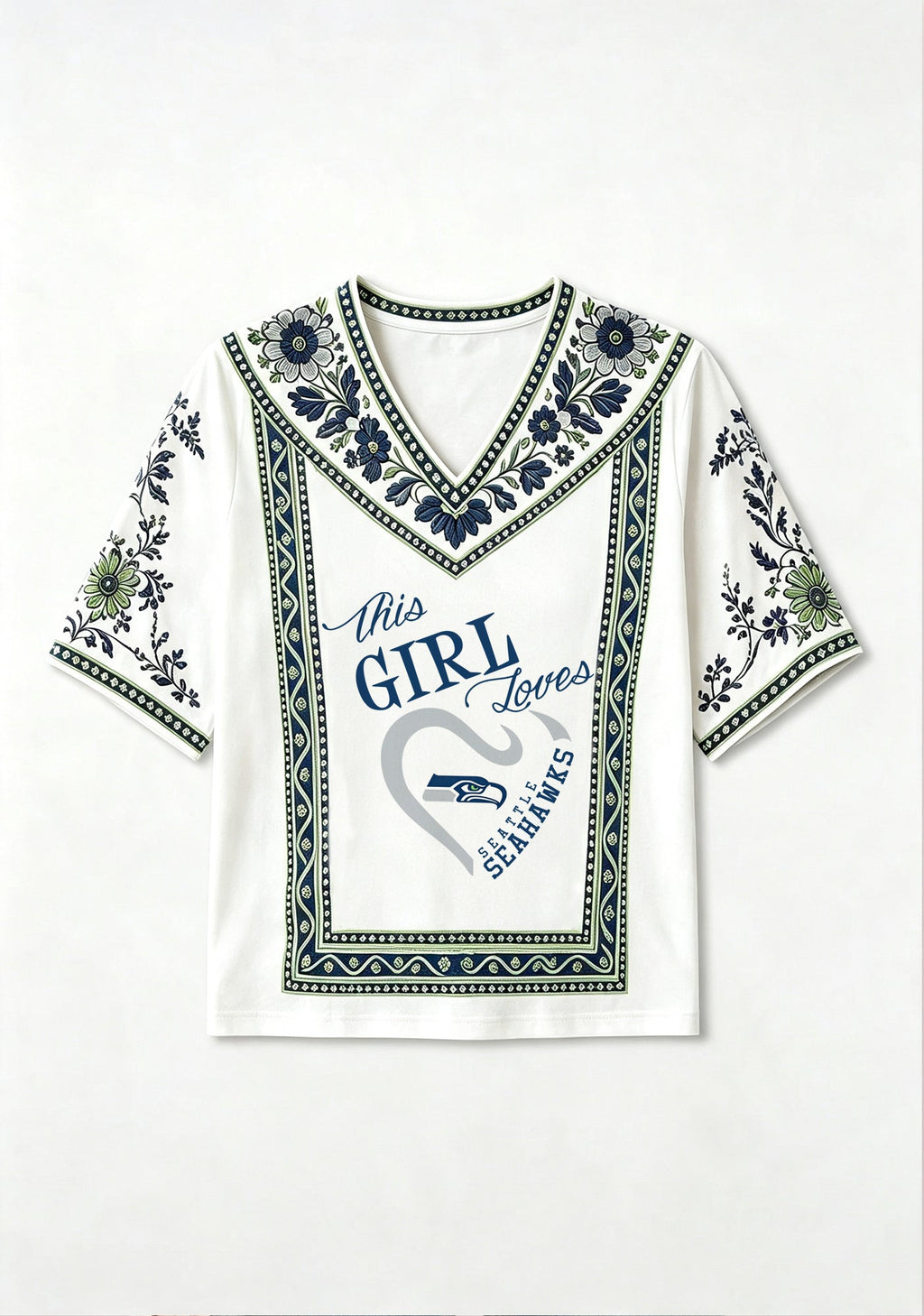 This Girl Loves Seattle Seahawks V-Neck Blouse
