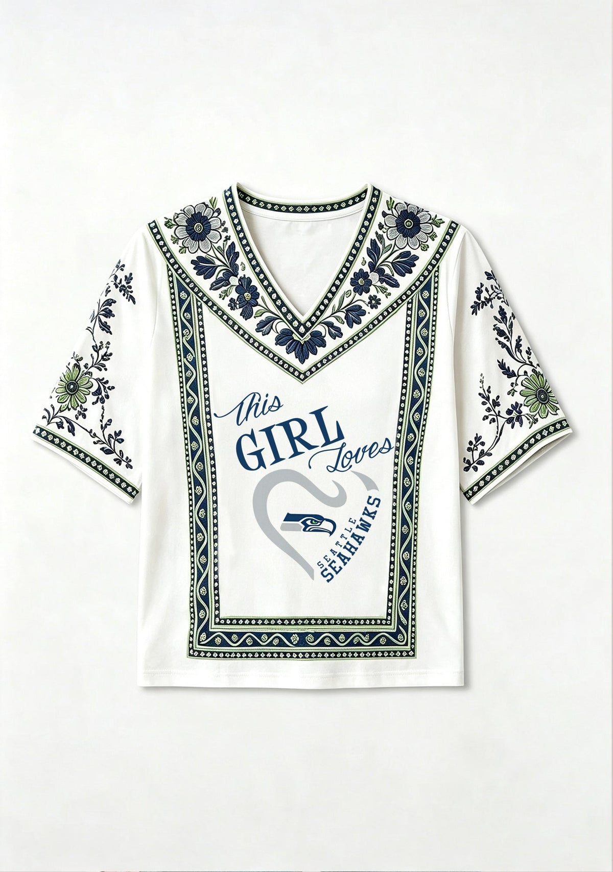 This Girl Loves Seattle Seahawks V-Neck Blouse