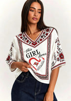 This Girl Loves Tampa Bay Buccaneers Boho Floral V-Neck Blouse