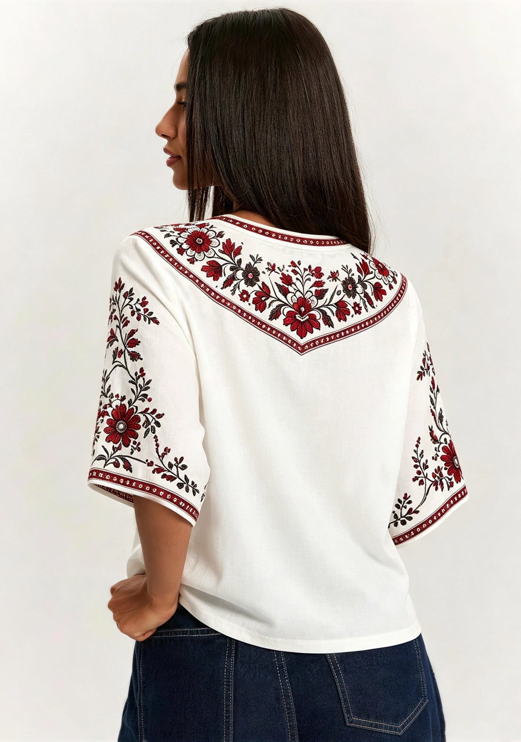 This Girl Loves Tampa Bay Buccaneers Boho Floral V-Neck Blouse
