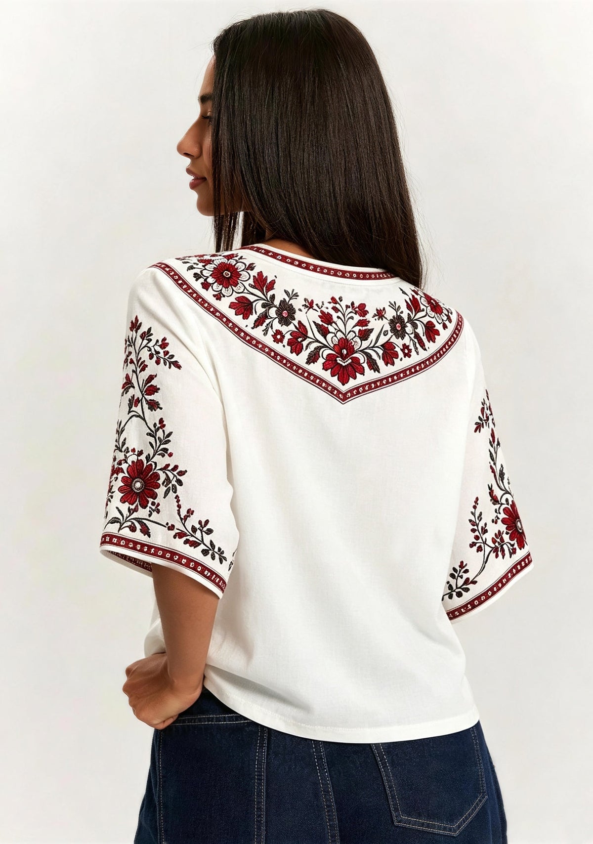 This Girl Loves Tampa Bay Buccaneers Boho Floral V-Neck Blouse