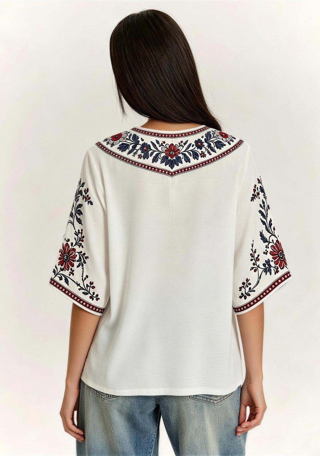 This Girl Loves New England Patriots Boho Floral V-Neck Blouse