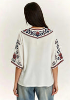 This Girl Loves New England Patriots Boho Floral V-Neck Blouse