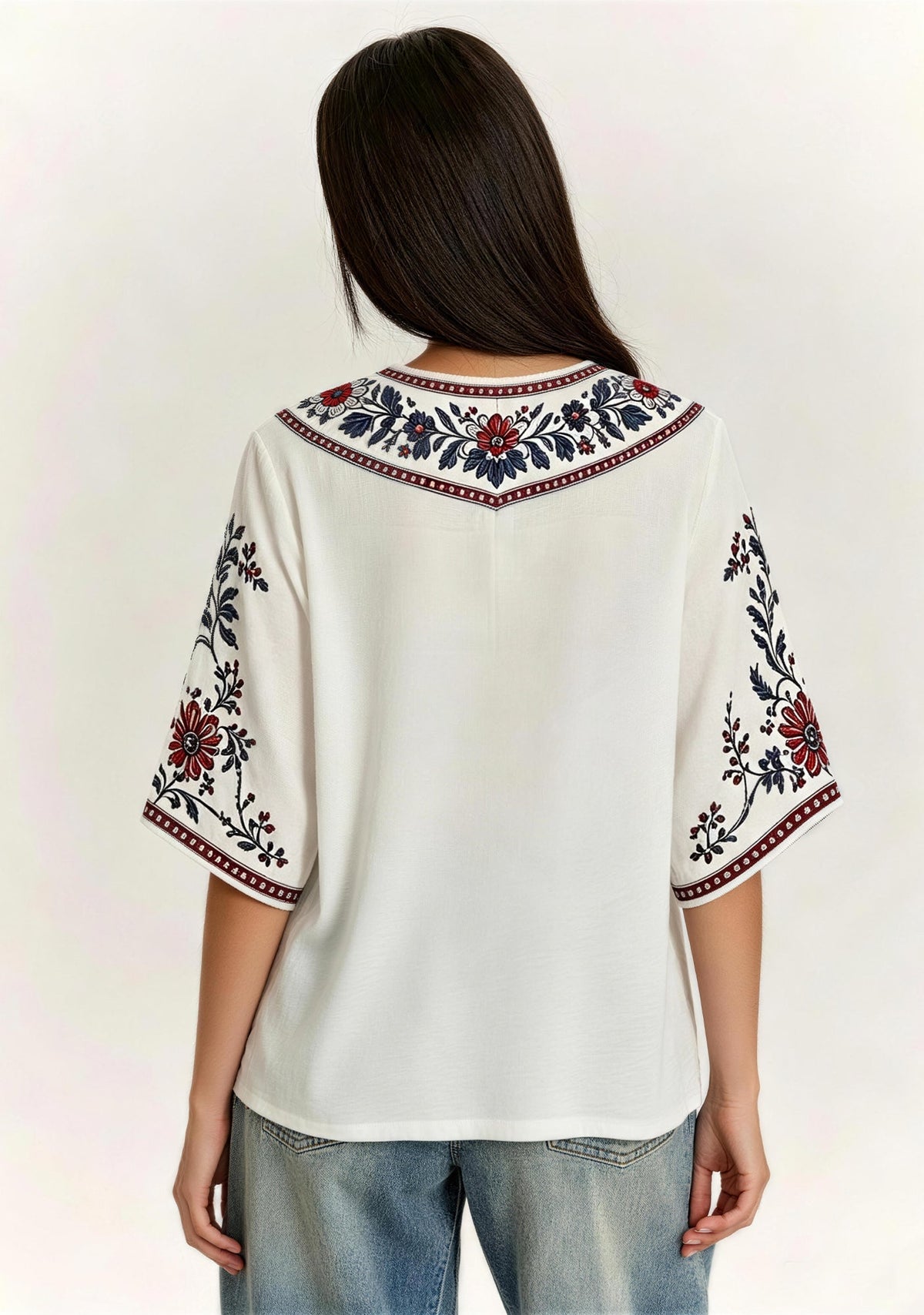 This Girl Loves New England Patriots Boho Floral V-Neck Blouse