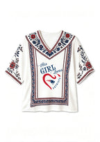 This Girl Loves New England Patriots Boho Floral V-Neck Blouse