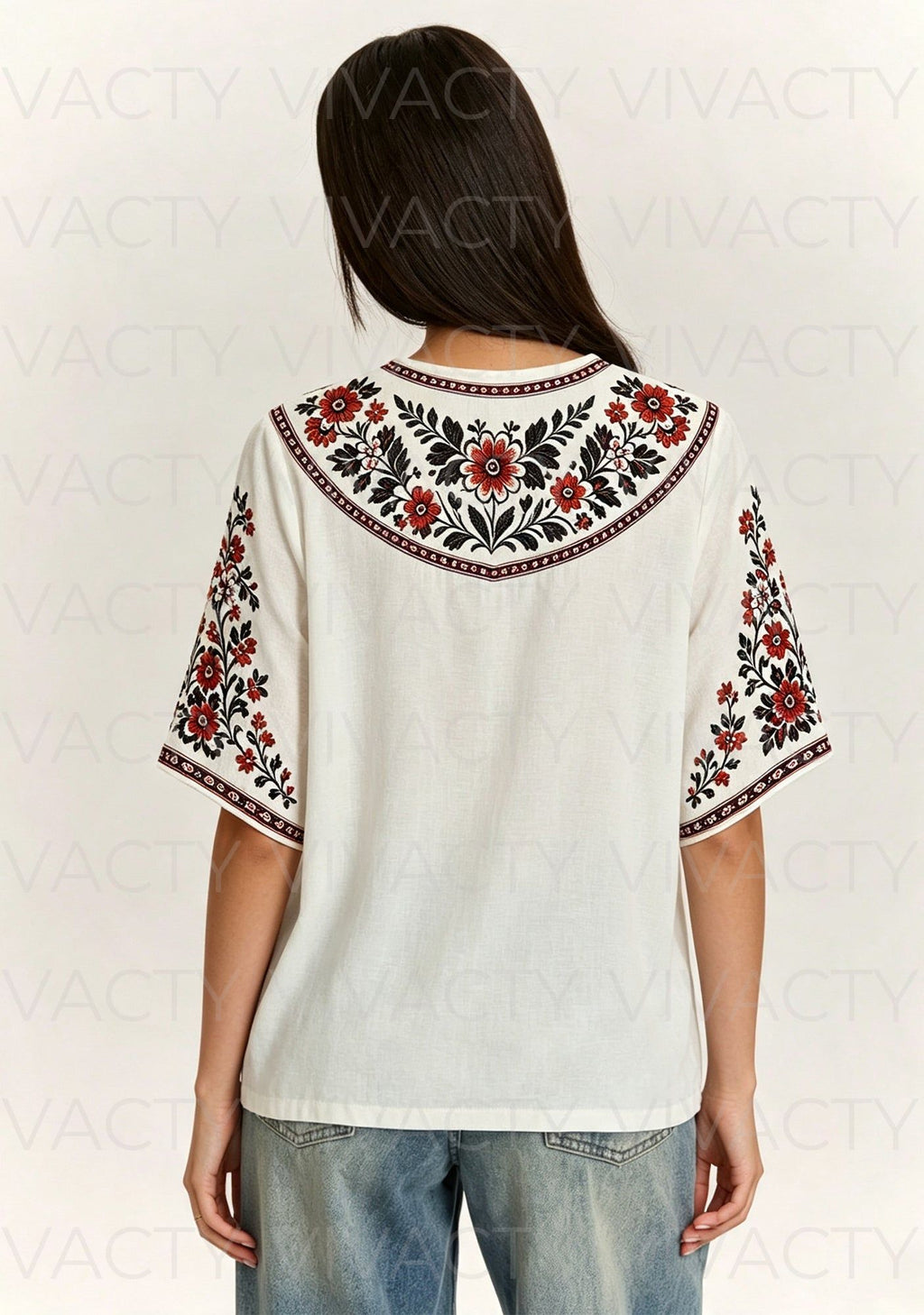 This Girl Loves Atlanta Falcons Boho Floral V-Neck Blouse