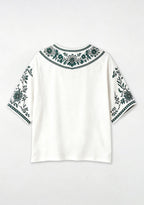 New York Jets Boho Floral V-Neck Blouse