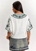 New York Jets Boho Floral V-Neck Blouse