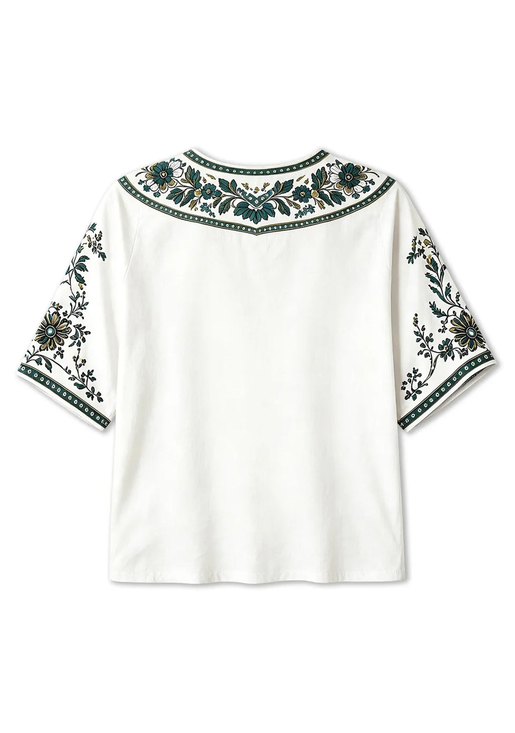 New York Jets Boho Floral Border V-Neck Blouse