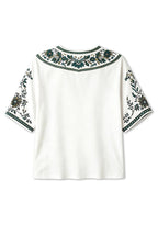 New York Jets Boho Floral Border V-Neck Blouse