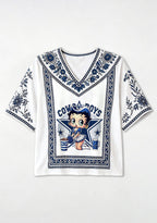 Boho Floral Dallas Cowboys Betty Boop V-Neck Blouse